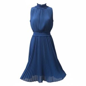Nanette Lepore Blue Pleated Midi Dress